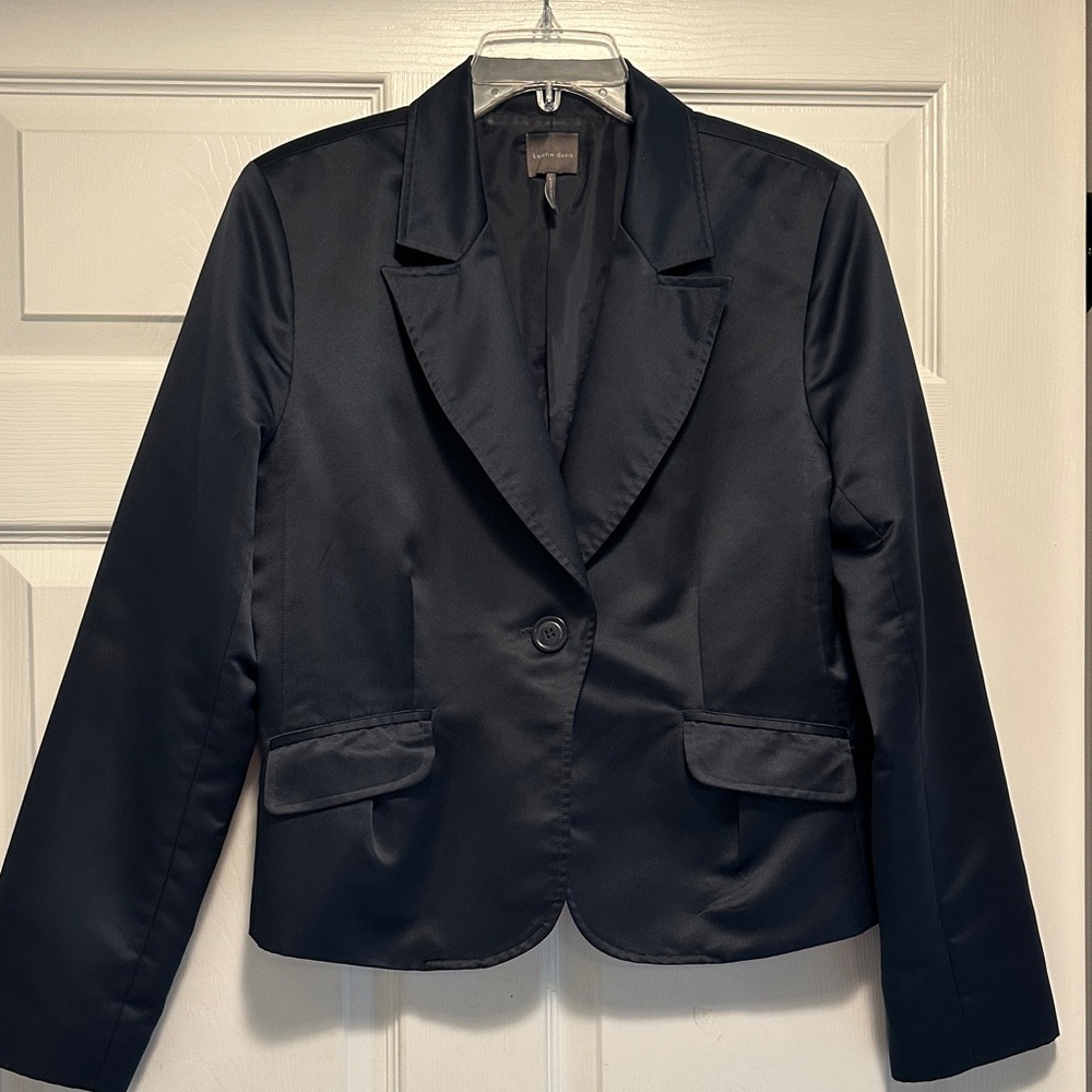 Satin-Style Navy Women’s Blazer Jacket